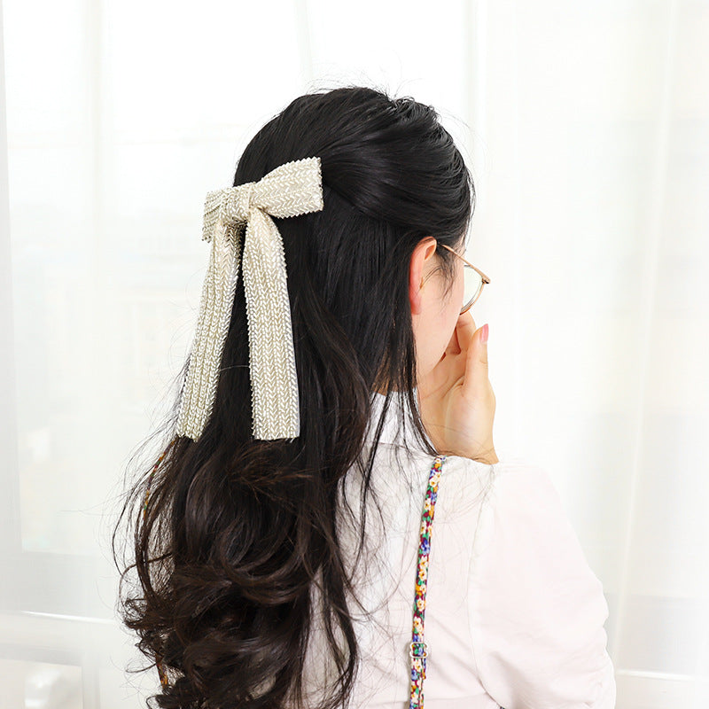 Wholesale women's Spring and summer handmade pearl top clip beaded ponytail clip